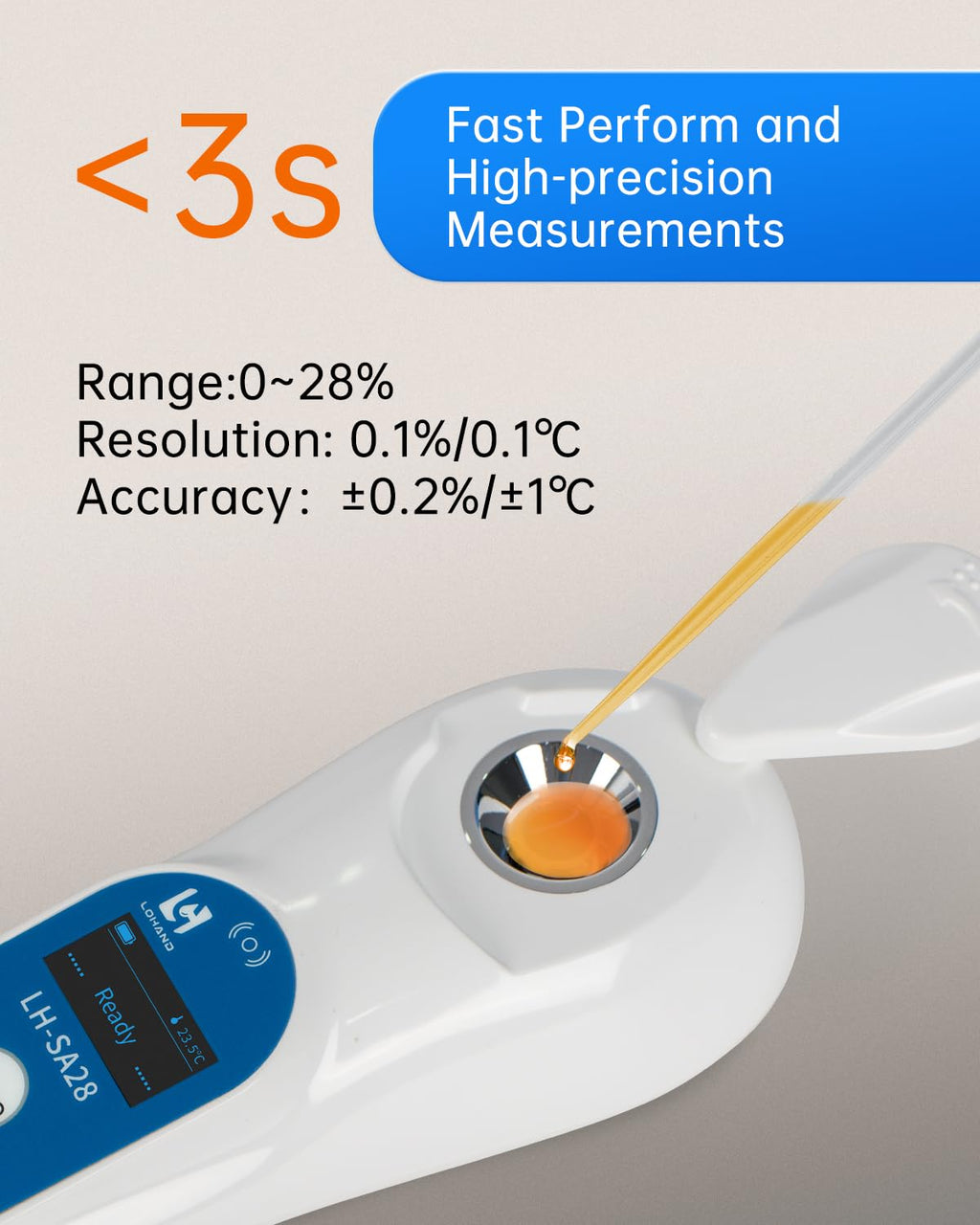 Digital Salinity Refractometer with ATC, 0-28% Measurement Range