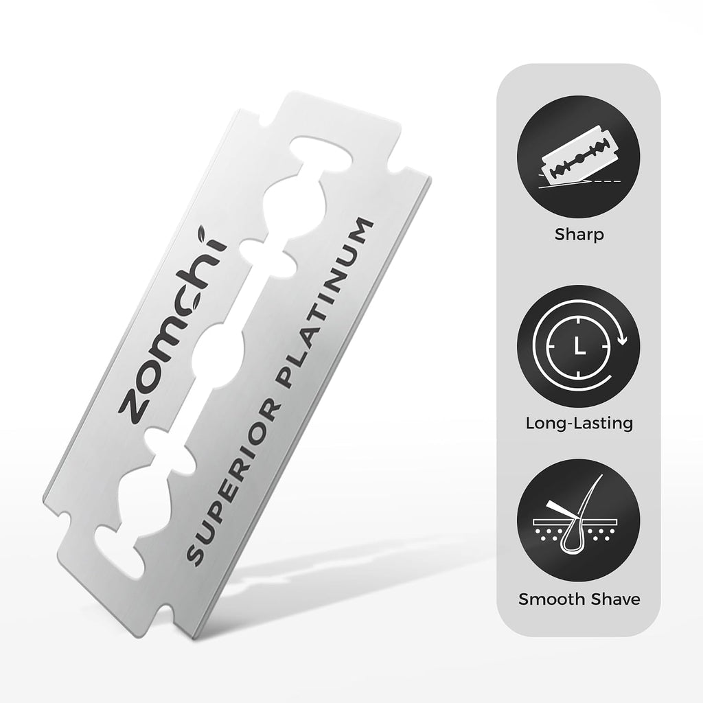 Double Edge Razor Blades, 60 Count Stainless Steel Refills | 60 individually wrapped blades, fits standard double