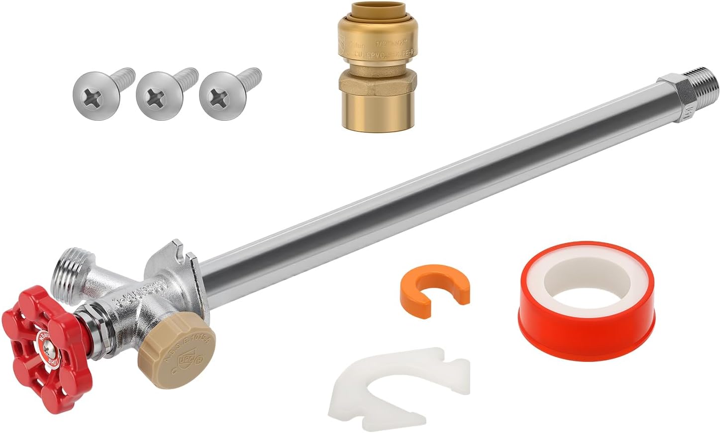 12 Inch Anti-Siphon Frost-Free Outdoor Sillcock, Lead-Free Brass Frost-Proof Faucet Bib with Backflow Preventer, 1/2"