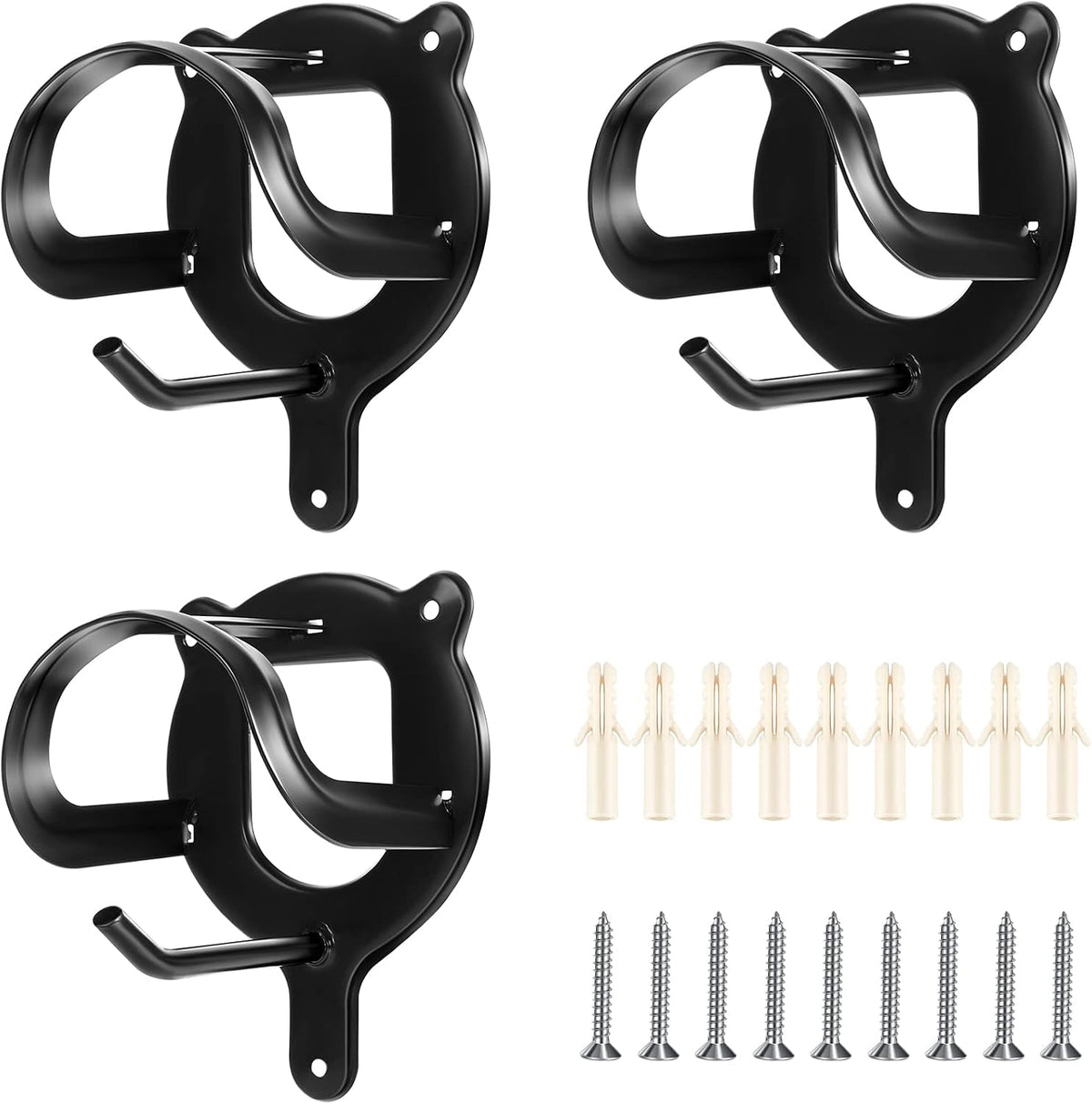 3 Pcs Bridle Hooks Horse Bridle Rack, Black