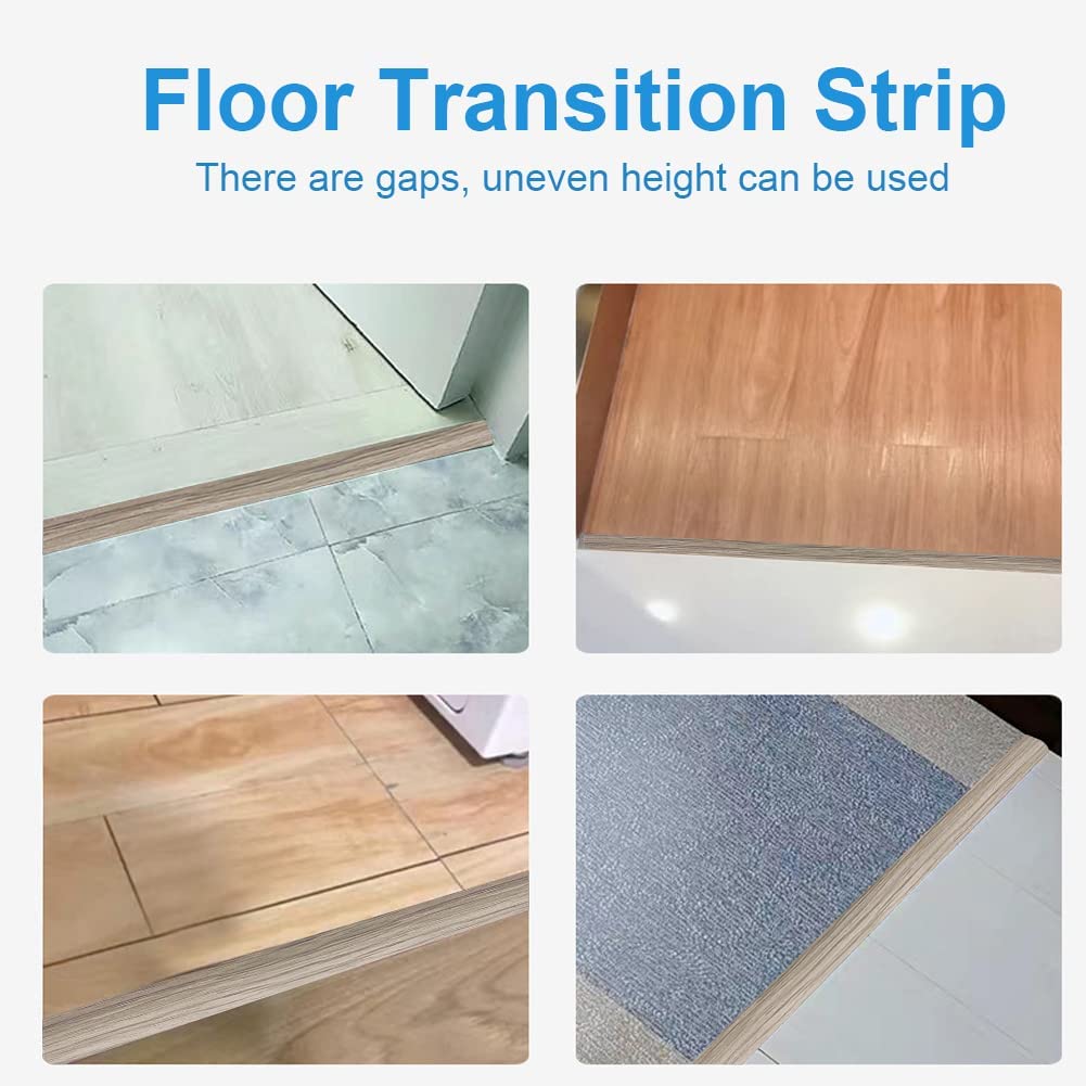 Floor Transition Strip 2"/3.3FT Threshold Strip Vinyl Floor Trim Grey