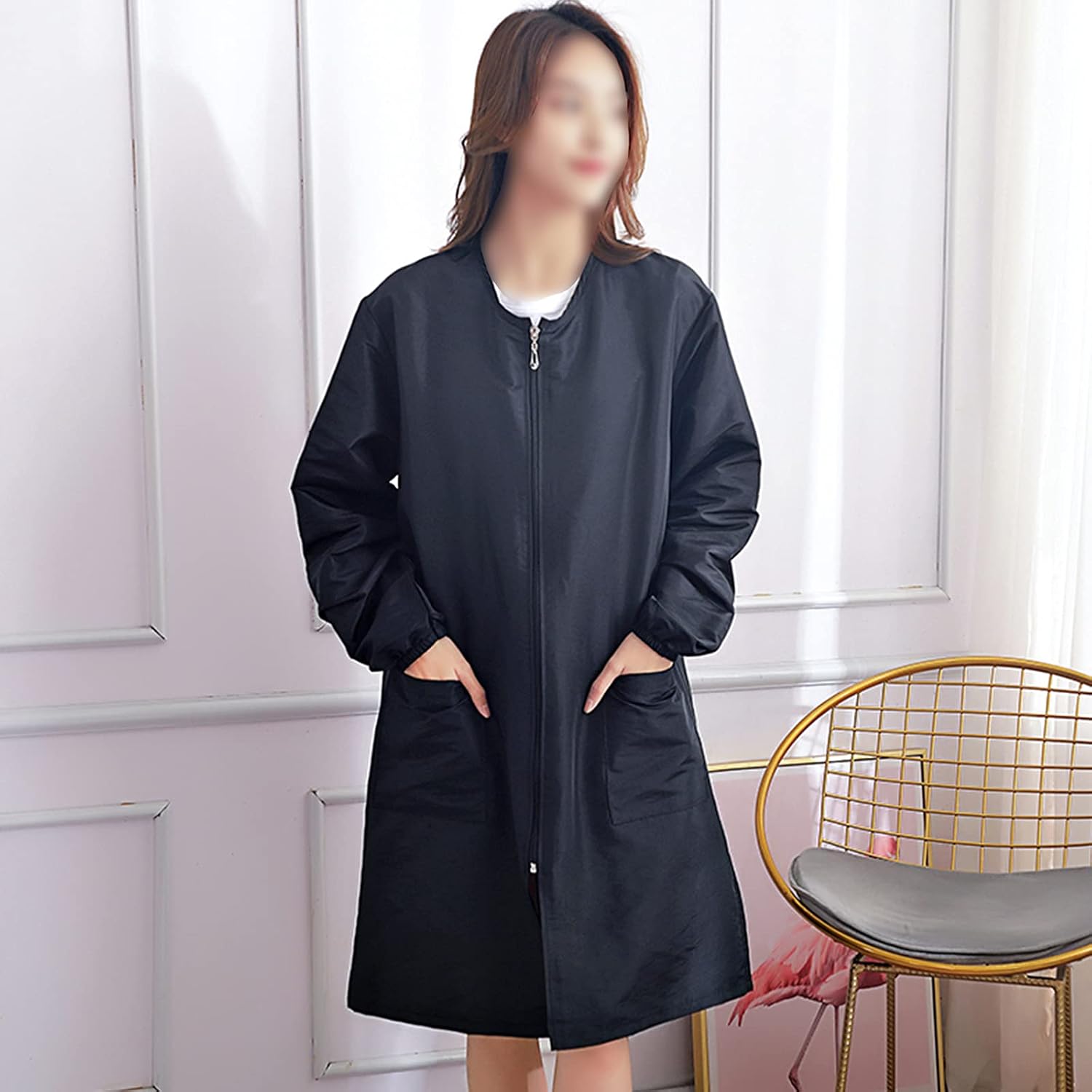 Polyester Professional Salon Smock Hair Stylist Jacket | Water-resistant Haircut Cape, Pet Grooming Workwear, Barber
