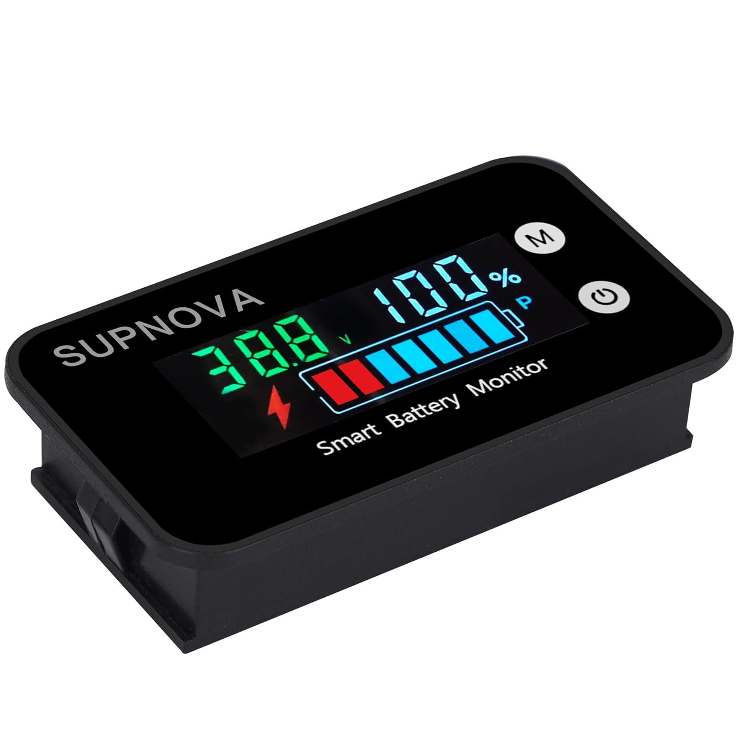 7-100V Battery Monitor, Color LCD with Temp &Buzzer Alarm | 12v 24v 36v 48v 60v 72v Digital Display Lead-acid &