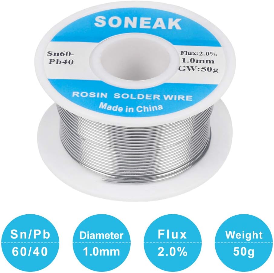 60/40 Tin Lead Solder With Rosin Core For Electrical Soldering 1.0mm 50g