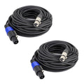 Pack of 2 30 Feet Speakon Male to XLR Female Cable - 2pcs 30ft. Speak-ON Type Plug to 3 Pole XLR Audio Jack Extension
