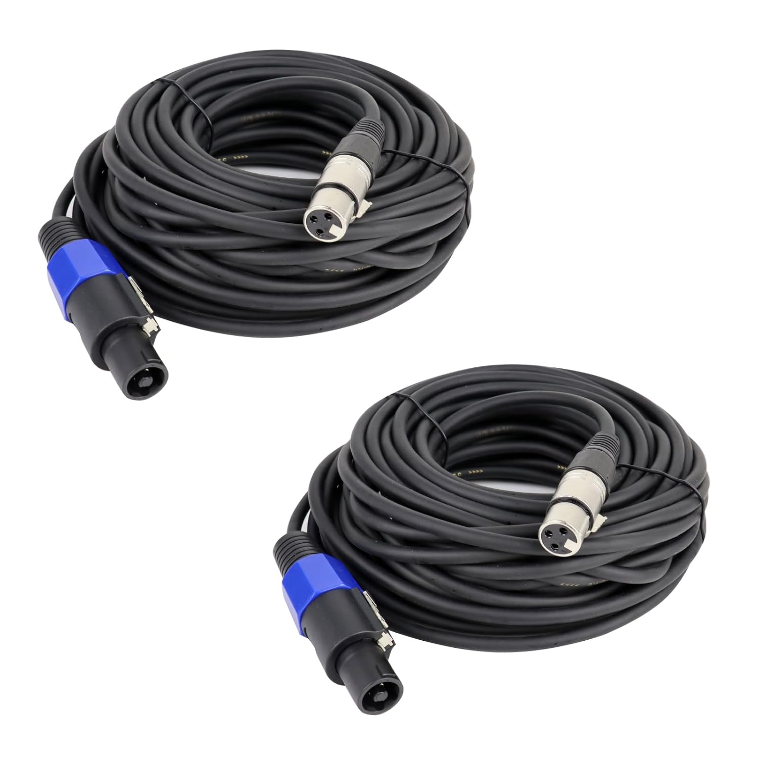 Pack of 2 30 Feet Speakon Male to XLR Female Cable - 2pcs 30ft. Speak-ON Type Plug to 3 Pole XLR Audio Jack Extension