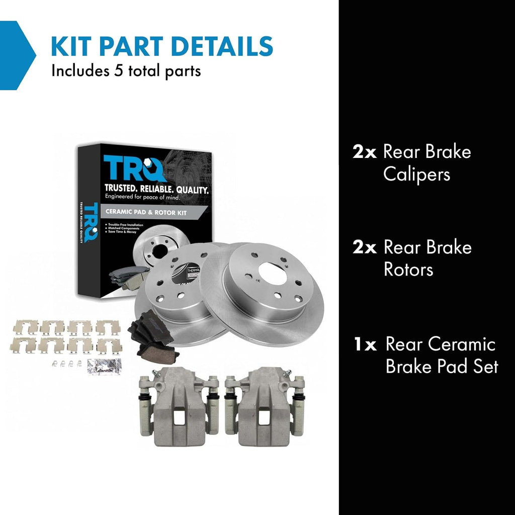 Rear Brake Pad and Rotor Set Ceramic Solid Rotors Calipers Compatible with 2006-2011 Toyota RAV4