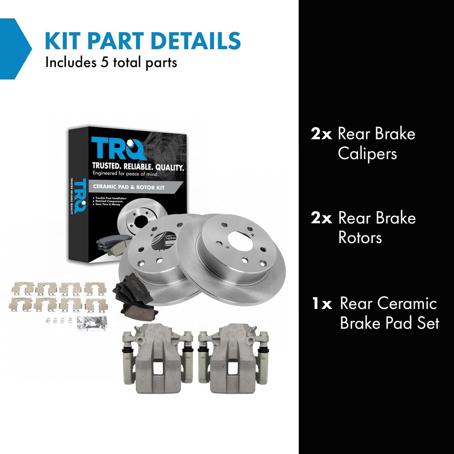 Rear Brake Pad and Rotor Set Ceramic Solid Rotors Calipers Compatible with 2006-2011 Toyota RAV4