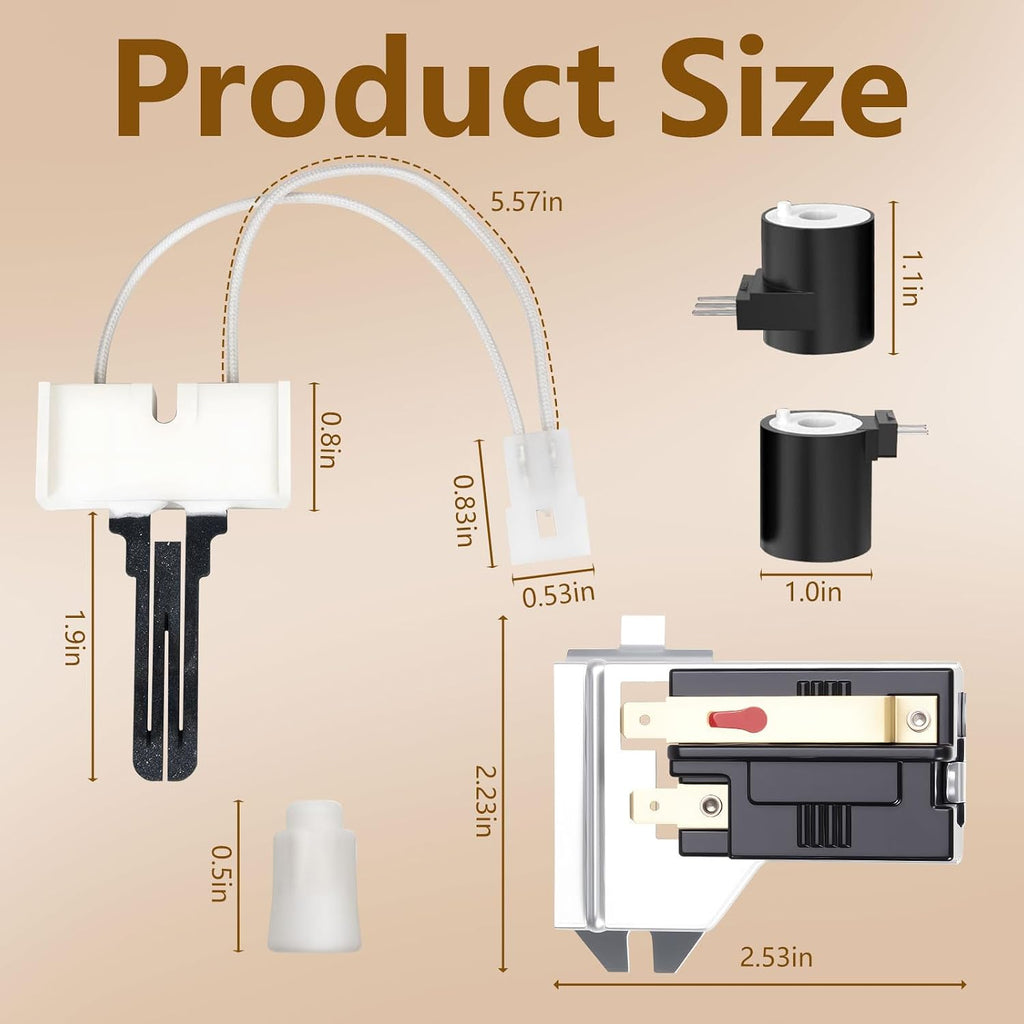 2026 Upgraded Gas Dryer Repair Kit – 279311 Igniter 279834 Gas Valve Coil Set 338906 Flame Sensor – Compatible with Whirlpool, Maytag, Kenmore Gas Dryers