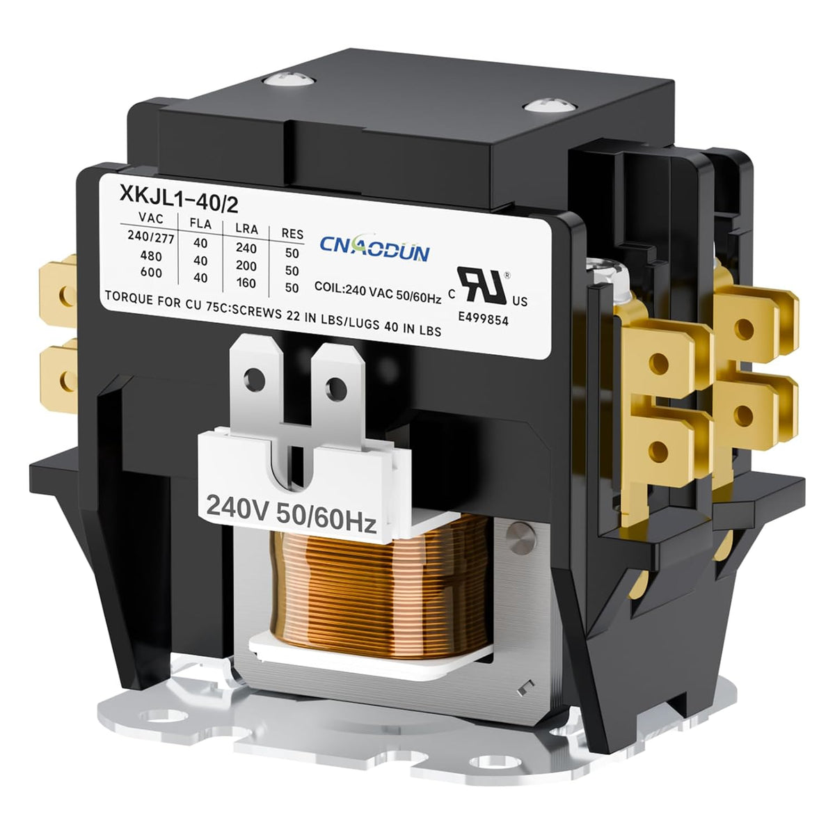 CNAODUN HVAC Contactor Air Conditioner Contactor 2 Pole 40 Amp 240V Coil Compatible with Condenser,Compressor,Air Conditioner,Refrigeration Systems,Heat Pump