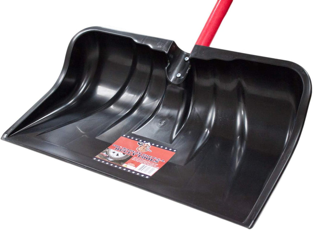 22" Combo Snow Shovel Pusher Fiberglass Handle, Made in USA | Top-grade poly; head 12.75"x22"x4.5"; 56" length;