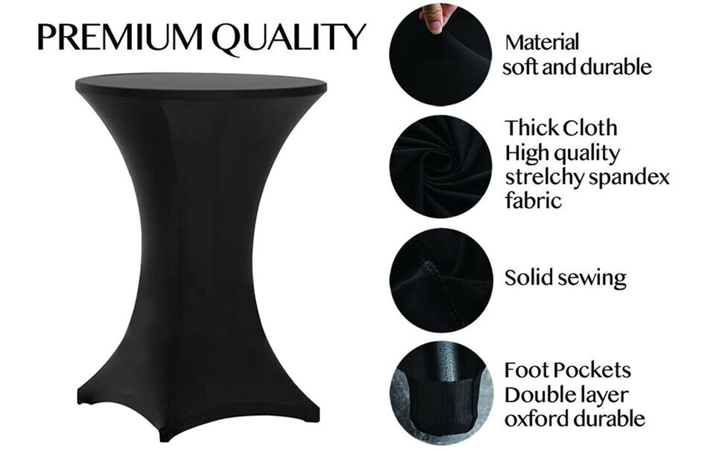 Cocktail Table Covers Black, High Top Table Cloths 32x43 Inch
