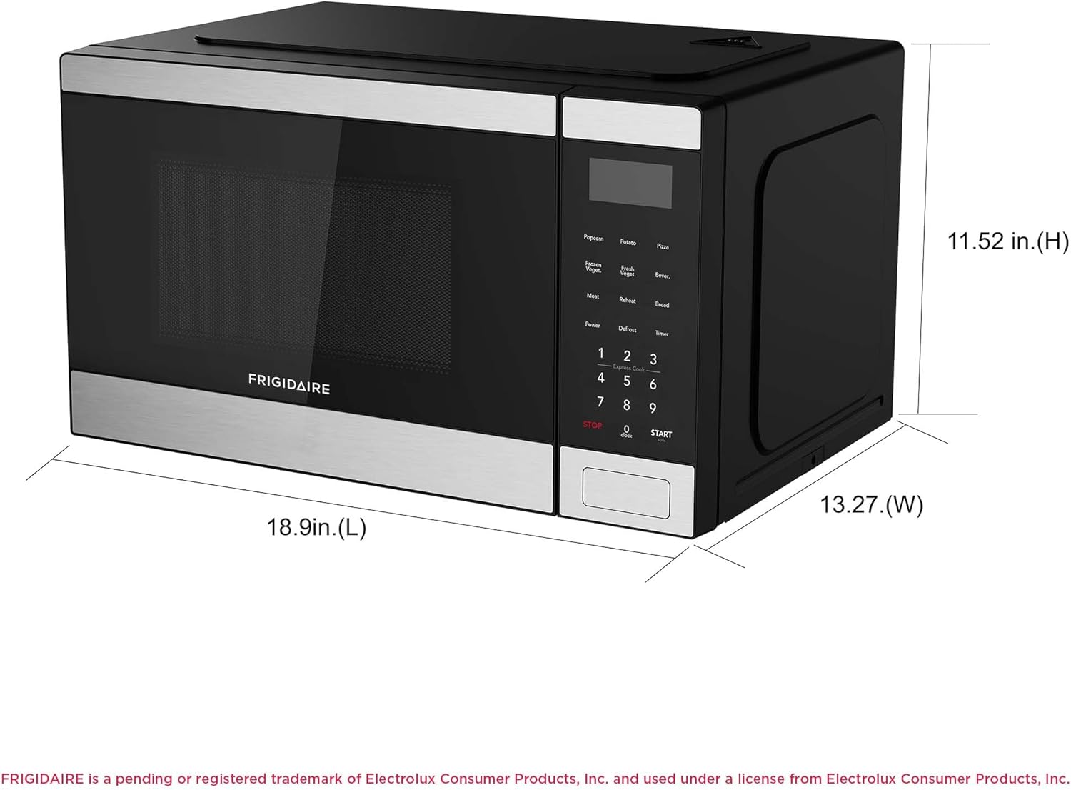 0.9 CU. FT. Microwave, Digital Control Panel - Auto Cooking Settings - Child Safety Lock - Stainless Steel