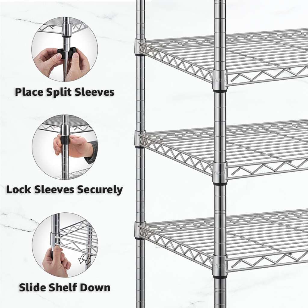 (2-Pack) 12" x 48" Chrome Wire Shelf for Shelving Units, Replacement Shelves for Wire Rack, NSF