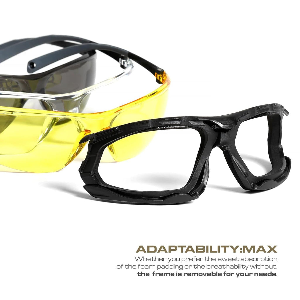 Optic Max - Anti-fog Protective Eyewear for Men - Safety Glasses with 3 Lens Options - Clear, Amber or Gray