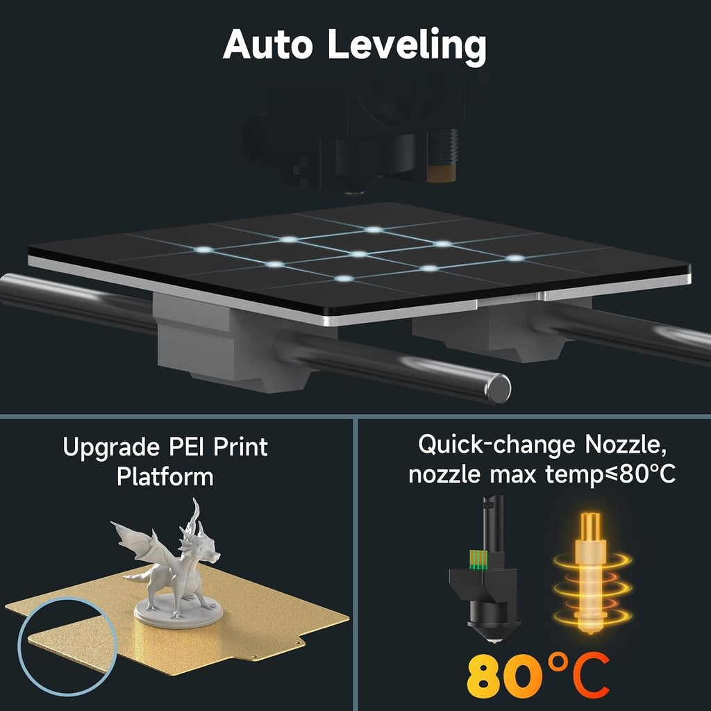 TINA2Plus 3D Printer, WEEDO 250mm/s High-Speed 3D Printers for Beginners and Kids, Fully Assembled and Auto Leveling