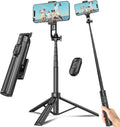 Selfie Stick Travel Tripod for Cell Phone with Remote Control and Phone Holder, Extendable Selfie Stick for iPhone