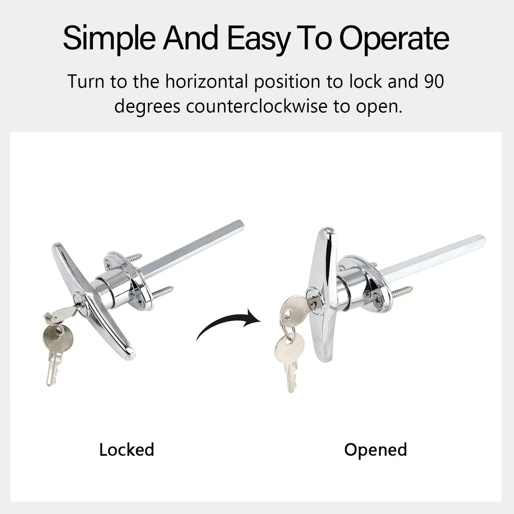 Garage Door T-Handle Replacement Lock, Universal Replacement Hardware Garage Locking with 4 Keys, 2 Pack