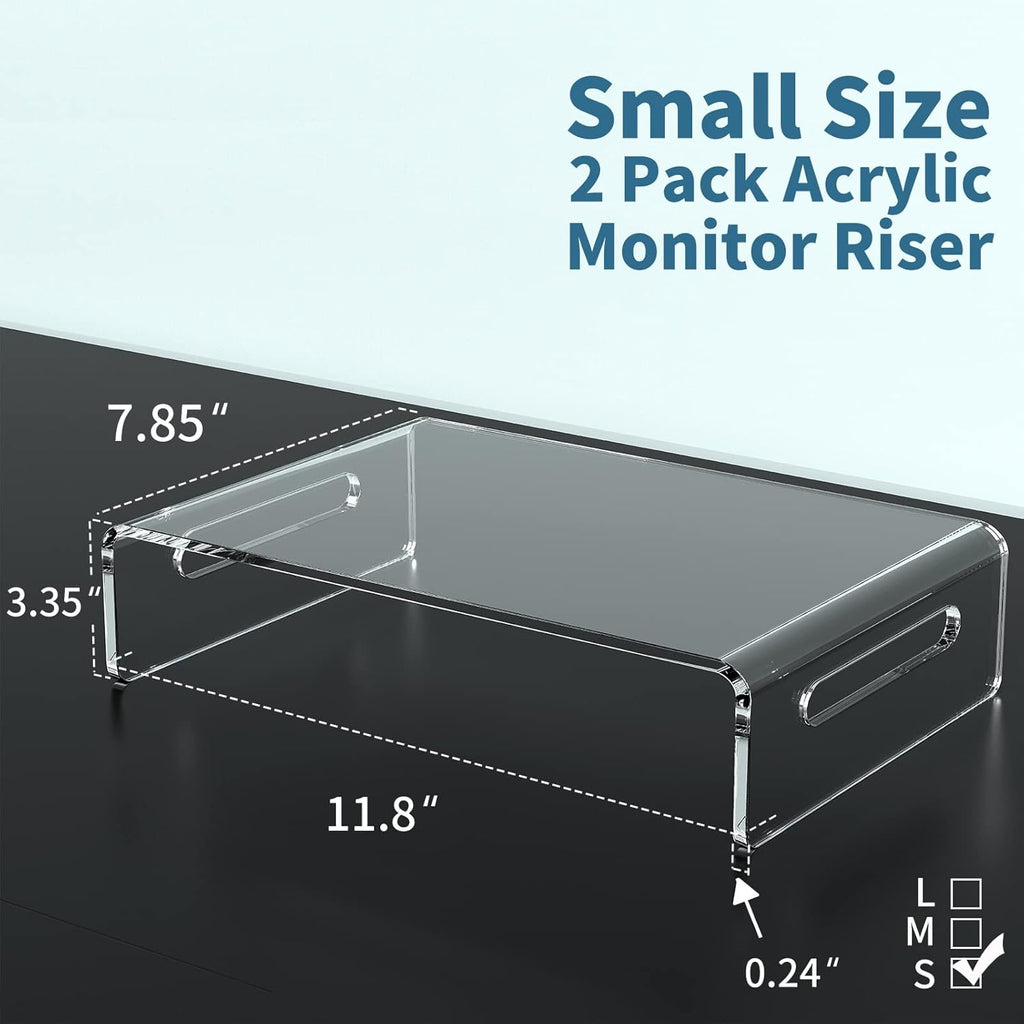 2 Pack Monitor Stand Riser, Acrylic Monitor Stand for Computer, Laptop, Printer, Notebook, Premium Clear Laptop Stand