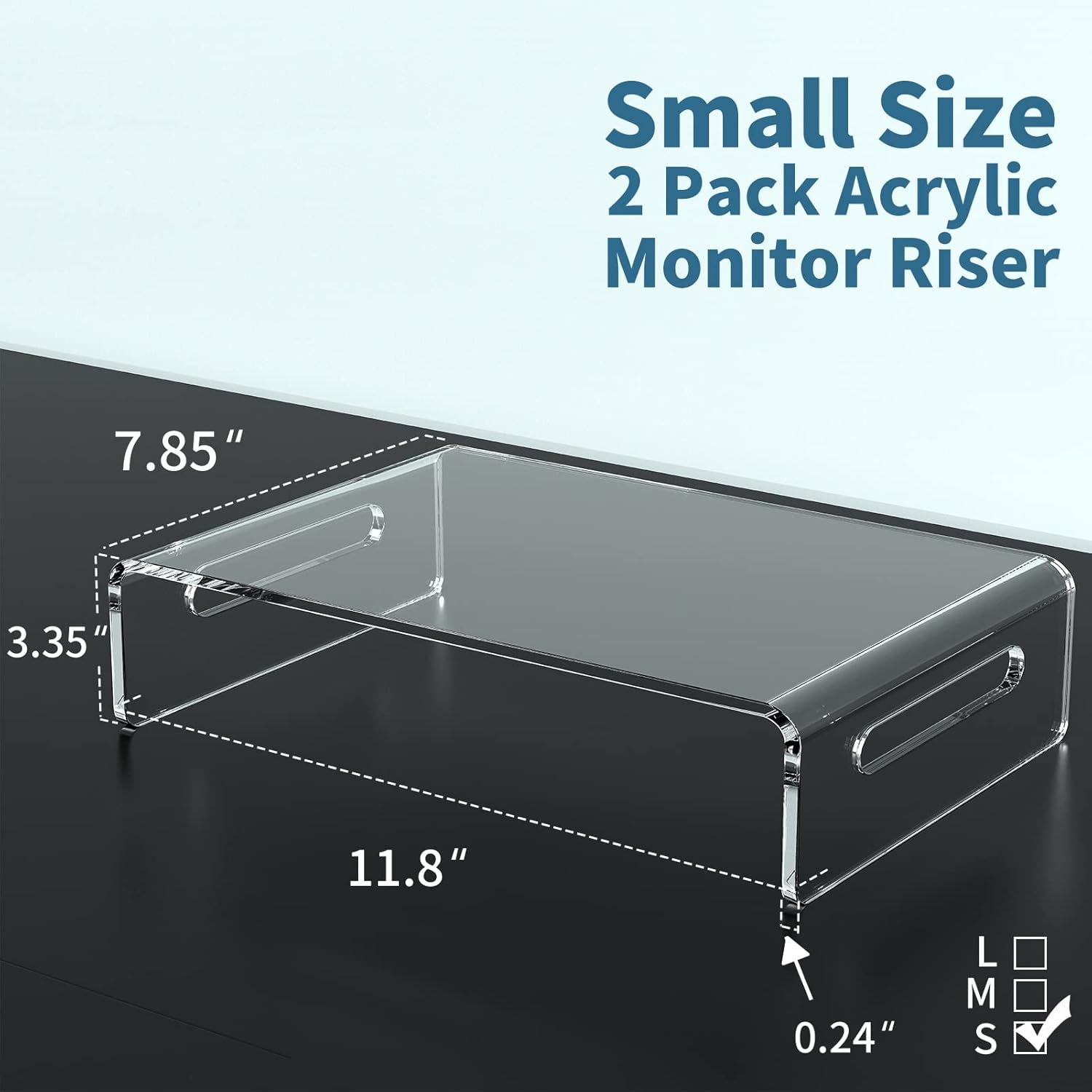 2 Pack Monitor Stand Riser, Acrylic Monitor Stand for Computer, Laptop, Printer, Notebook, Premium Clear Laptop Stand