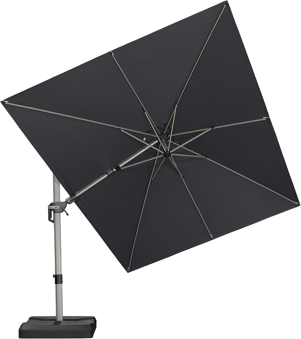 9' X 12' Left-right Tilting Patio Umbrella Outdoor Swivel Cantilever Umbrella Aluminum Offset Umbrella with Champagne
