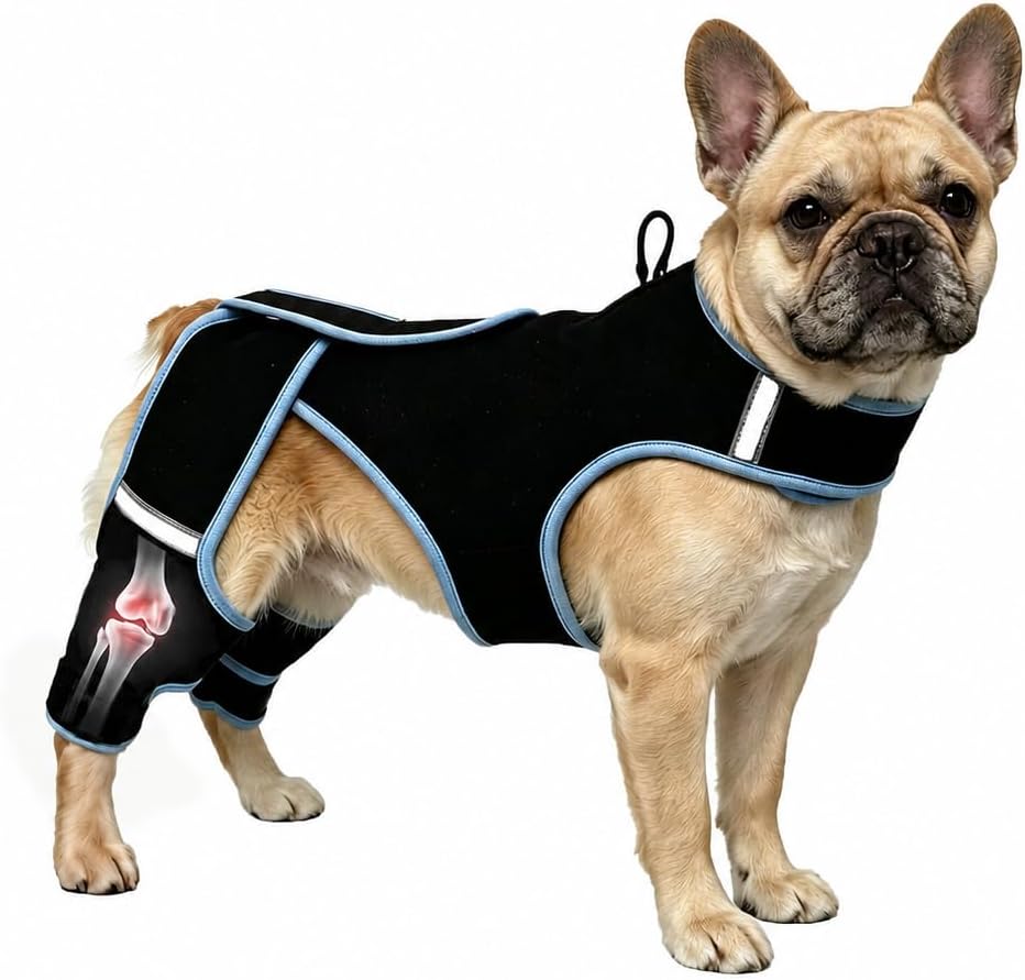 Dog Knee Brace Dog Knee Braces for Back Leg ，Adjustable Removable & Soft,for French Bulldogs, Pugs, ACL/CCL Brace