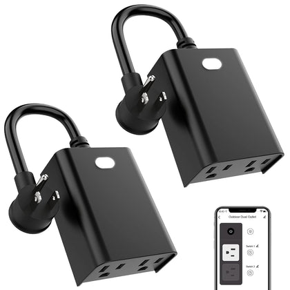 WiFi Outdoor Smart Plug, Smart Plugs that Work with Google Home for Voice Control, Wireless Remote APP Control Smart