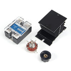 Solid State Relay SSR-40VA 500K ohm 2W to 24-480VAC 40A Single Phase Solid State Relay Resistance Voltage Regulator Authorized+Heat Sink+Potentiometer+A knob…