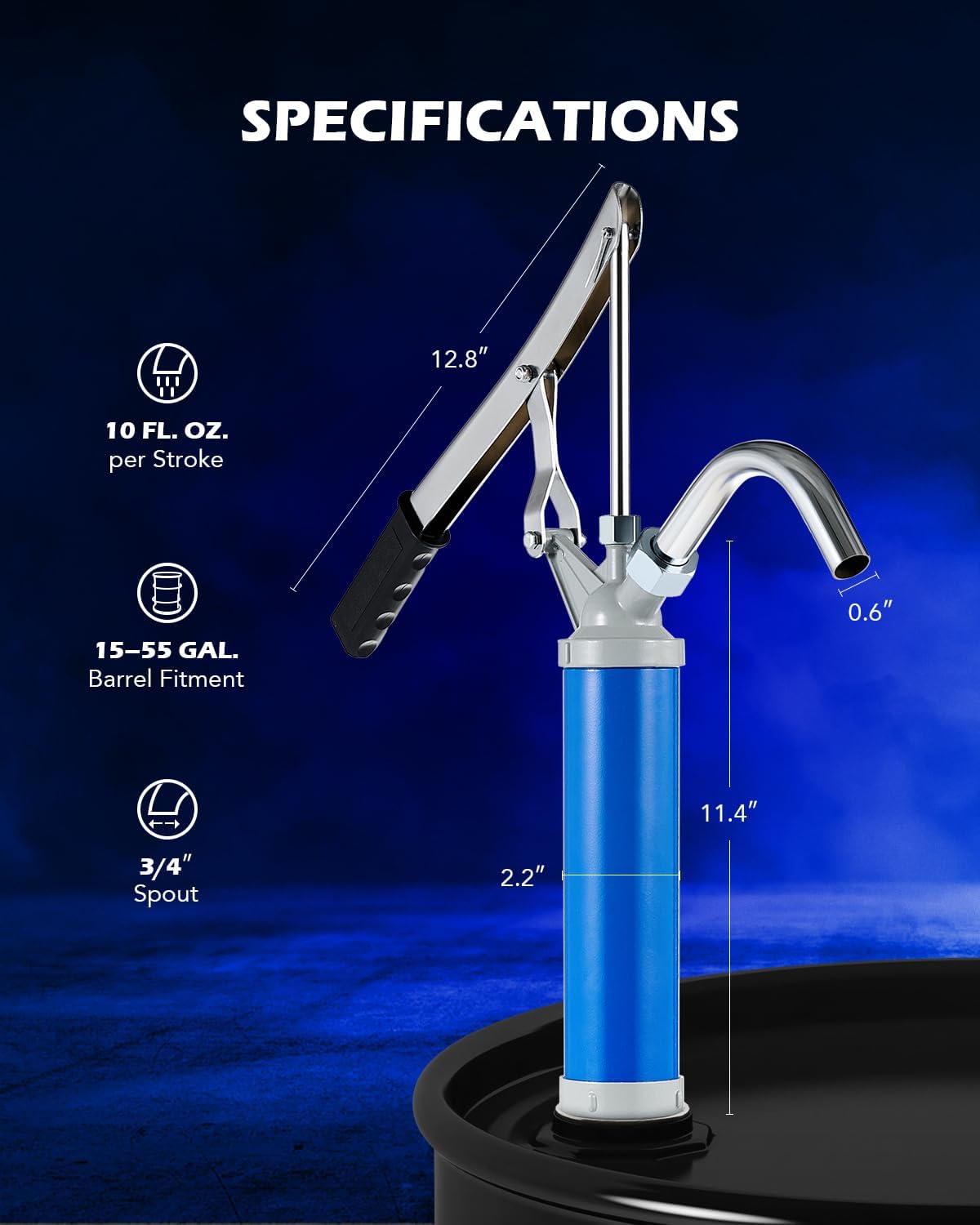 OMT Lever Action Barrel Pump with Telescoping Suction Tube