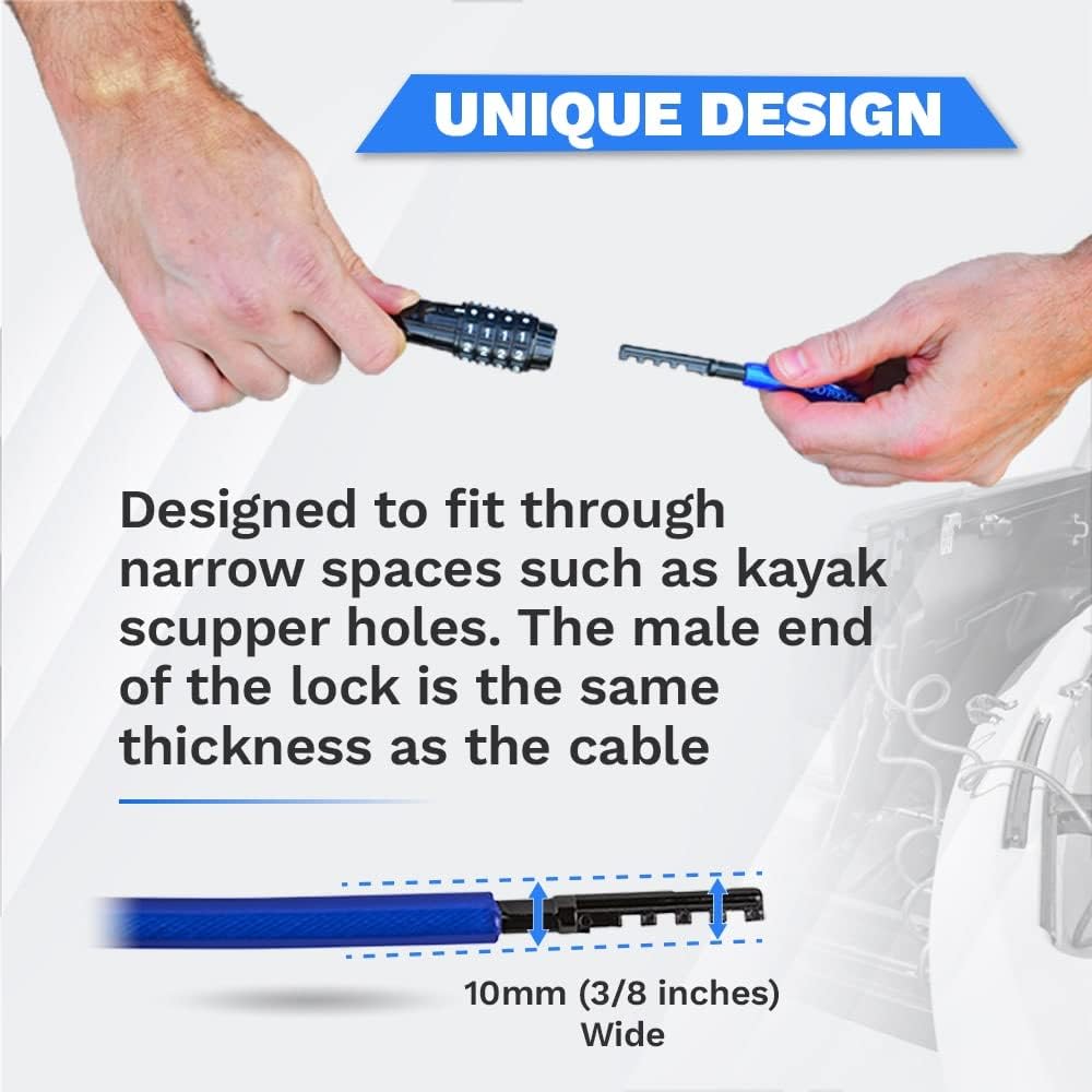 Security Cable Lock (5' to 25’ Lengths) with Combination, 5ft | Weatherproof, Resettable Combination, Multi-Purpose