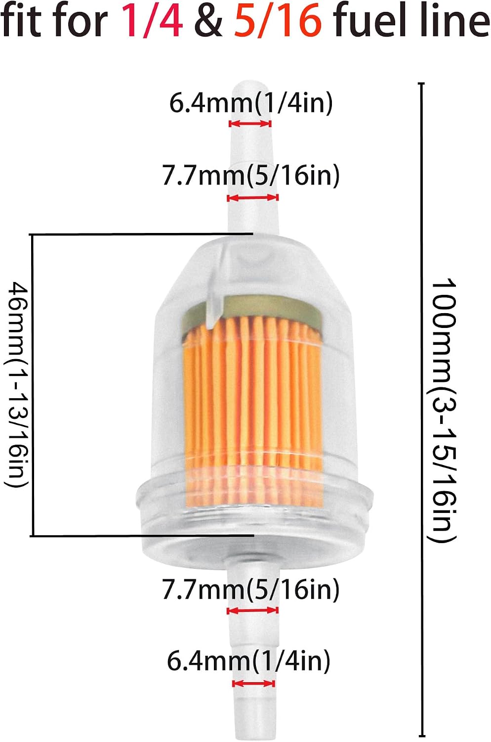 Strongthium 10PCS 1/4" & 5/16" Inline Fuel Filters with Magnet