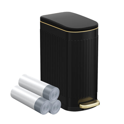 2.6 Gallon Slim Bathroom Trash Can with Soft Close Lid, 10L Stainless Steel Garbage Can with Removable Liner Bucket