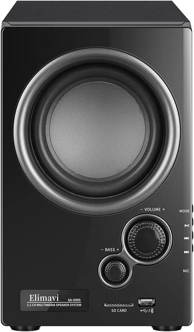 5.1 Home Theater Surround Sound System with 5.5-Inch Subwoofer | 200W Peak Power, Five 2.5-Inch Speakers, MDF