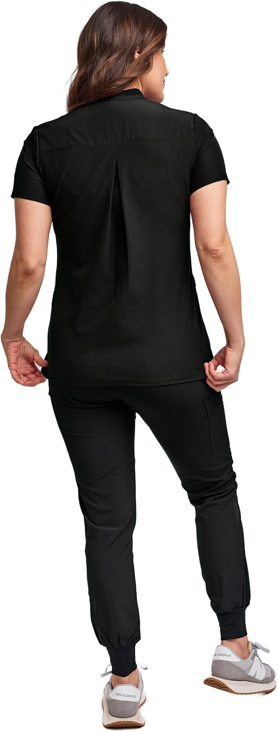 Scrubs for Women Scrub Set - Slim Fit Jogger Pant and Mandarin Collar Tuck-In Top, Easy Care Uniform