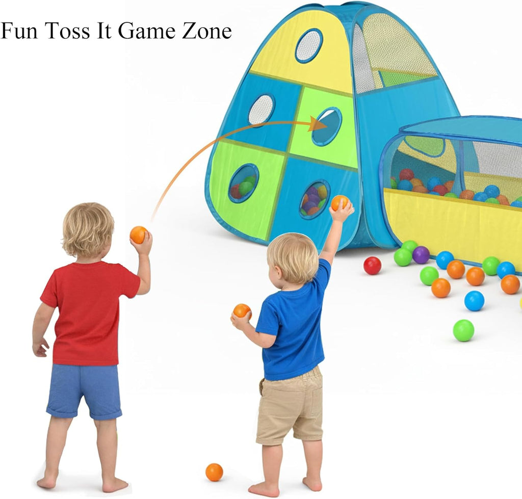 3 in 1 Kids Play Tent with Tunnel & Ball Pit,Pop Up Indoor/Outdoor Playhouse for Boys and Girls,Crawling Tunnel Toy