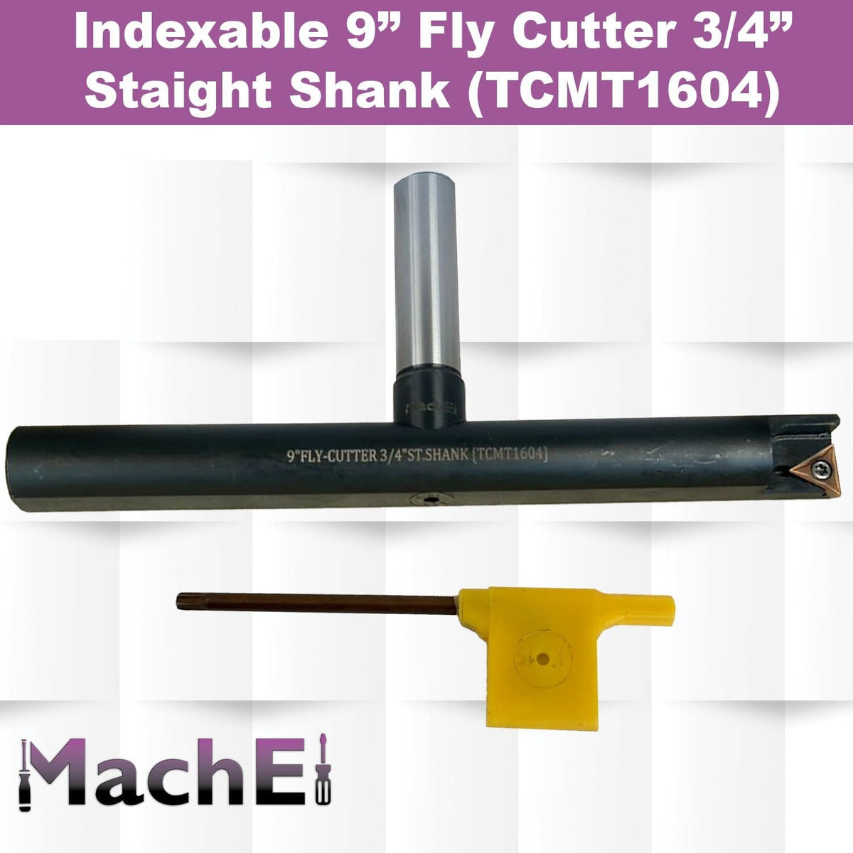 MachEl New Balanced Design 9″ Fly Cutter Indexable Type with 3/4″ Straight Shank Single Insert Face Milling Cutter TCMT1604 Insert Included Torx Screw & Star Key Included