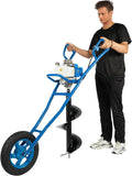 63CC 2-Stroke Post Hole Digger, 3HP Gas Powered Earth Auger Borer Ground Drill Gasoline Earth Auger Wheelbarrow with