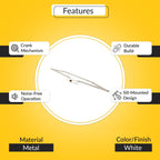 Awning Operator Dual Pull, Metal, 25" Length, White Finish