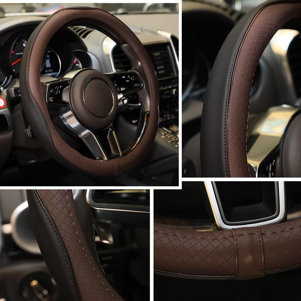 Gomass Car Steering Wheel Cover, Anti-Slip, Safety, Soft, Breathable, Heavy Duty, Thick, Full Surround, Sports Style