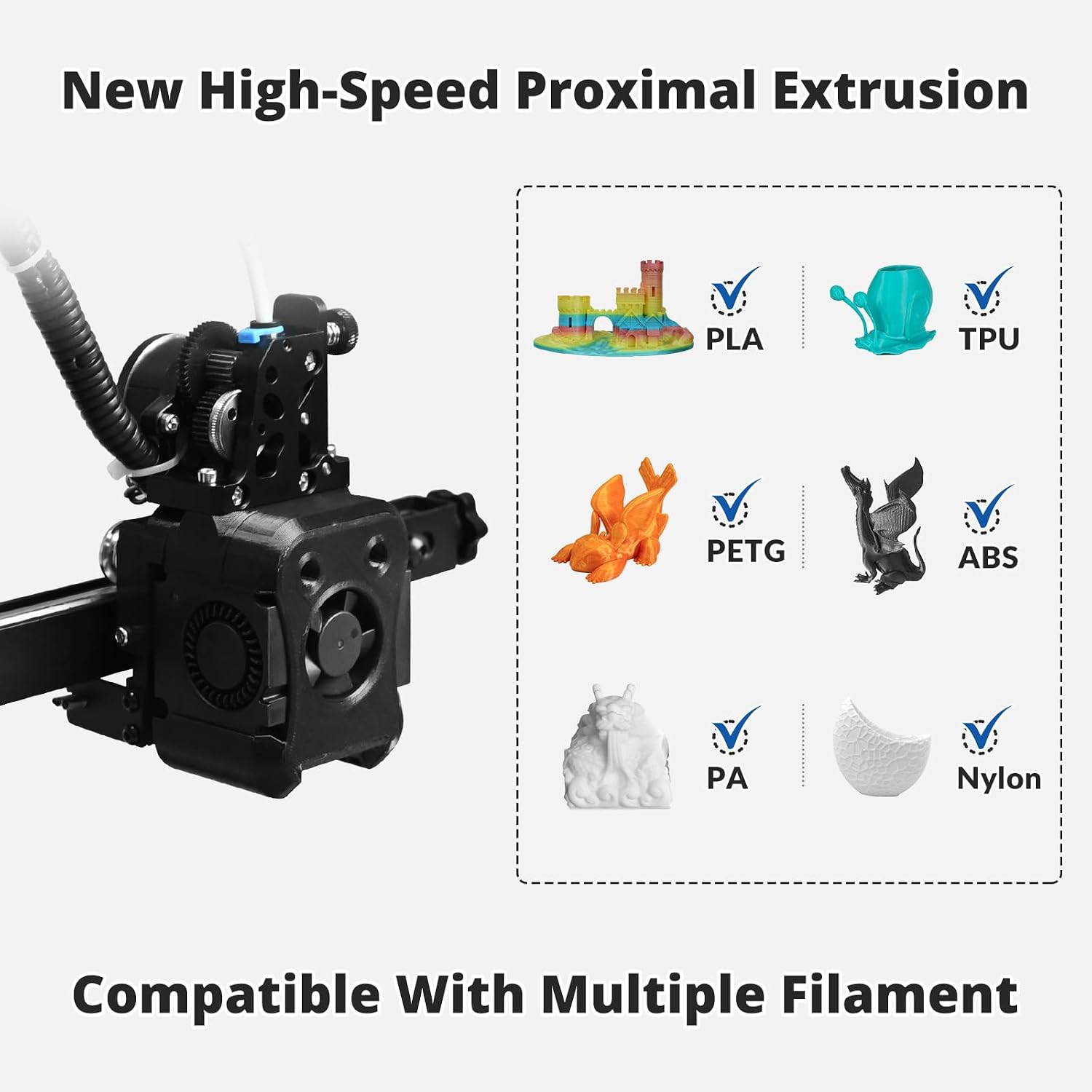 Small High Speed 3D Printer, CRUX 1S Desktop Mini 3D Printer for Beginners, Proximal Printhead with Dual-axis Metal
