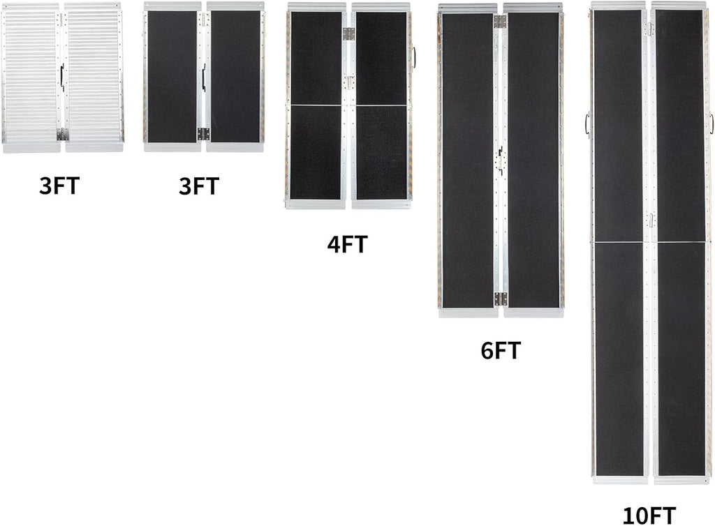 10FT Portable Wheelchair Ramp, Non-Slip Aluminum Folding Handicap Ramp,600 LBS Capacity Door Threshold Ramps for Home