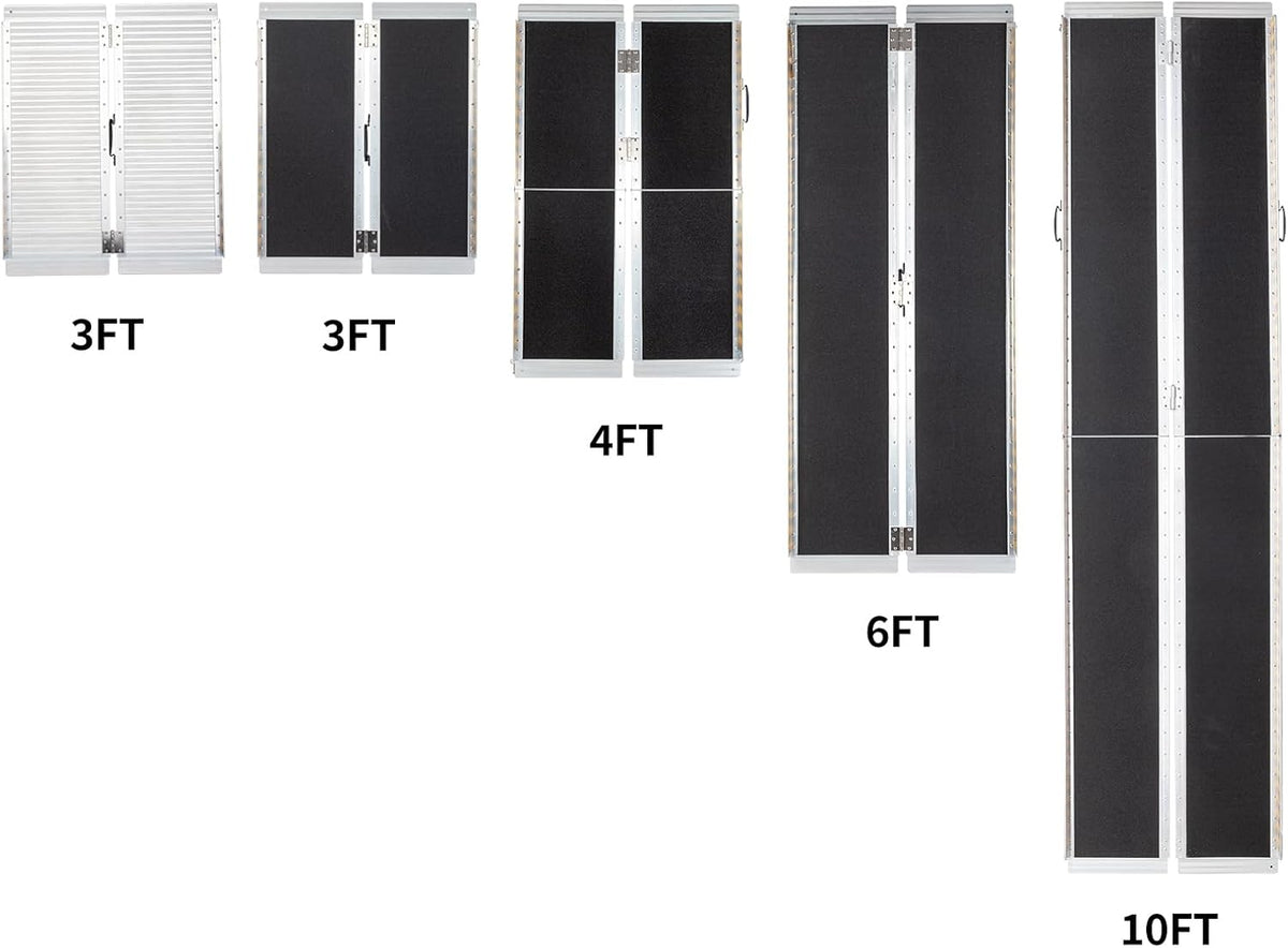10FT Portable Wheelchair Ramp, Non-Slip Aluminum Folding Handicap Ramp,600 LBS Capacity Door Threshold Ramps for Home