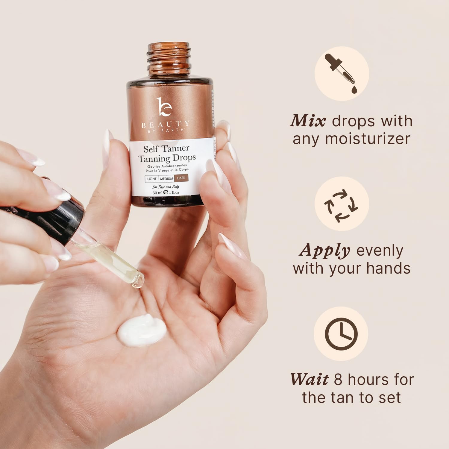 Self Tanning Drops for Face - USA Made with Organic & Natural Ingredients | Ultra Dark Face Tanning Drops to Add to