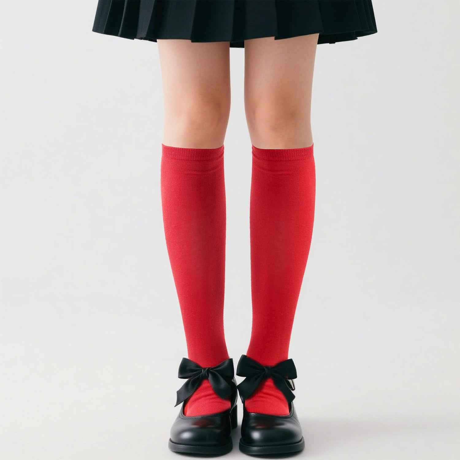 3 Pairs Girls Knee High Socks Soft Cotton School Uniform Dress Socks | Long Over The Knee Socks, Ribbed Elastic Cuff
