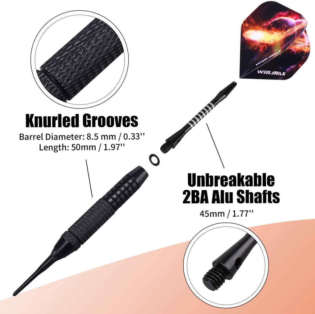 Darts Plastic tip 12 Pcs Soft tip Darts for Electronic Dart Board | 12 Elegant Professional Soft Tip Darts（18g）, 24