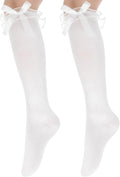 Knee High Socks with Bows, Girls White Knee High Socks for Daily Wear, School Uniforms, Dance & Cosplay