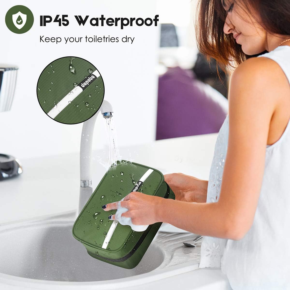 Travel Toiletry Bag for Women, Dopp Kit for Men, Waterproof Makeup Bag Shaving Bag with Hanging Hook, Portable