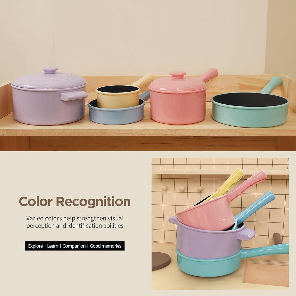 Kids Play Kitchen Accessories - Complete Cooking Toy Set with Pots, Pans & Utensils for Toddlers 1-3, Learning