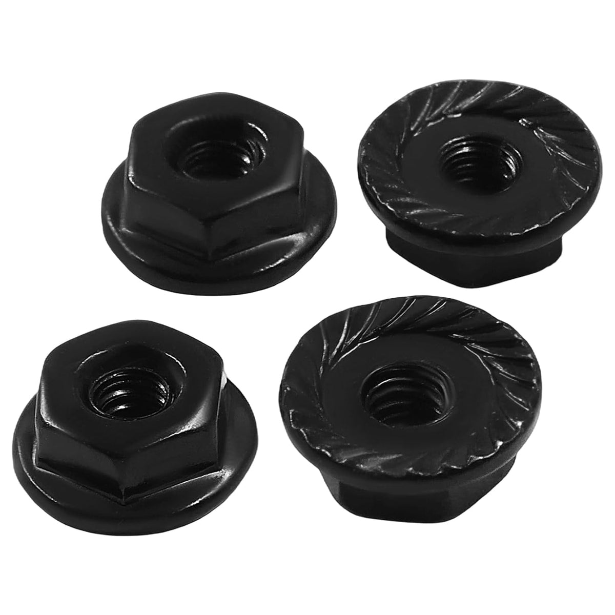 Jiozermi 6-32 Serrated Flange Hex Lock Nuts, Black, 50PCS