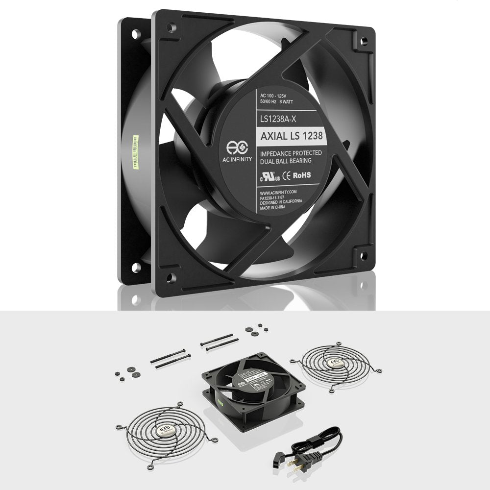 AC Infinity AXIAL LS1238, Quiet Muffin Fan 5", 120V AC 120mm x 38mm